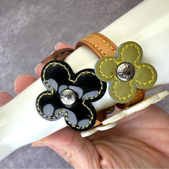 Louis Vuitton Patent Fleur Flower Double Wrap Vachetta Bracelet - Picture 7 of 16